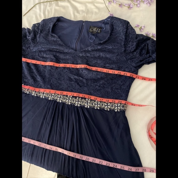 NEW Alex Evenings [ PLUS 18W‎ ] V-Neck Lace Embellished Waist Gown - Picture 15 of 15